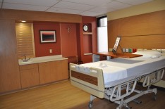 A patient room from Sacred Heart Hospital's newly renovated Five Tower floor.