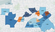 Out of 19 major regions in Pennsylvania, only two saw a larger year-to-year GDP increase than the Lehigh Valley, and both are rural counties falling within the Marcellus Shale foundation. (Click image to enlarge)