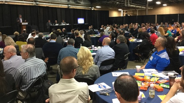 Don Cunningham speaking to a crowd of nearly 300 people at the Lehigh Valley Business Manufacturing Symposium.