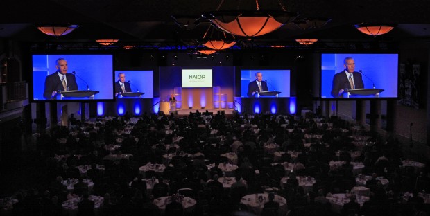 Majestic Realty Co. President and Chairman Edward P. Roski, Jr. accepting the Developer of the Year award at the NAIOP Commercial Real Estate Conference in Toronto. (photo courtesy NAIOP)