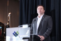 Wade Watson, Mack Trucks vice president and general manager, speaking at the LVEDC Fall Signature Event.