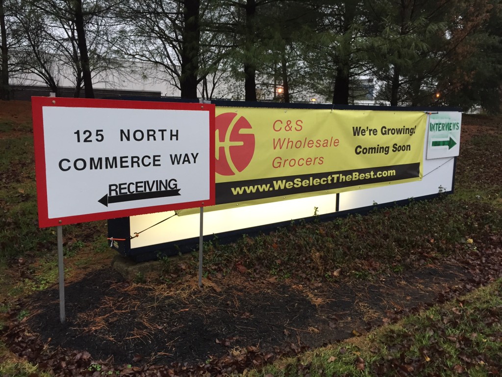 The sign outside the C&S Wholesale Grocers facility at 125 N. Commerce Way in Hanover Township, Northampton County.