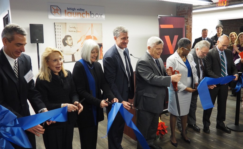 A ribbon-cutting was held for Lehigh Valley LaunchBox at the Velocity business incubator in Allentown.