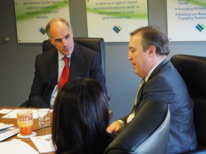 U.S. Sen. Bob Casey listening to LVEDC President and CEO Don Cunningham.