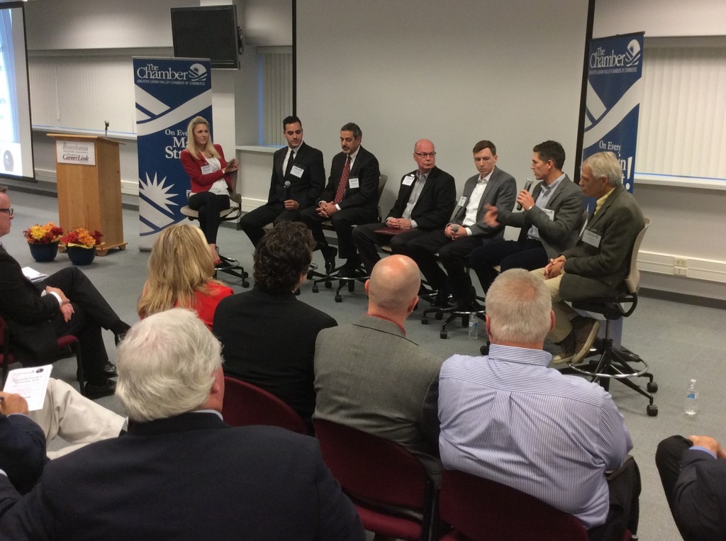 A panel discussion during the previous Greater Lehigh Valley Chamber of Commerce Manufacturing Council Summit, held in October. (courtesy photo)