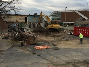 The first phase of the $5 million construction project for the Lehigh Valley International Airport's Multi-Modal Transportation Center has begun with the demolition of Building 10. (courtesy photo)