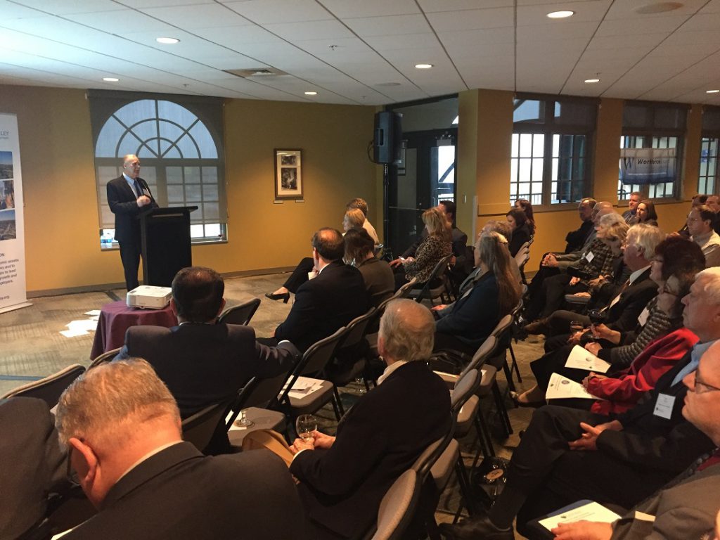 Lehigh County Executive Phillips Armstrong delivers his first State of the County address at Coca-Cola Park in Allentown.
