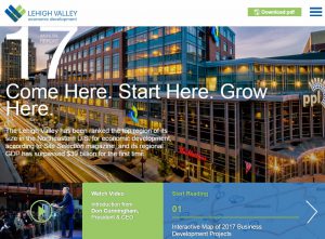 A screenshot of the digital microsite of the 2017 LVEDC Annual Report.