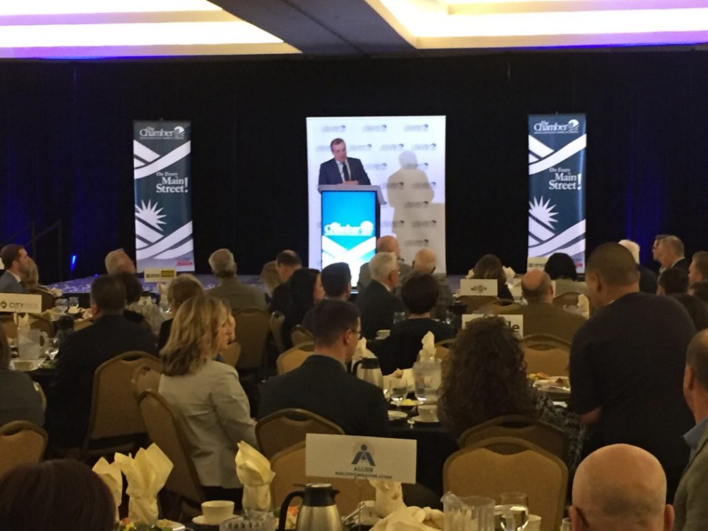 LVEDC President & CEO Don Cunningham speaking at the Greater Lehigh Valley Chamber of Commerce's 2018 Commercial Real Estate Outlook.