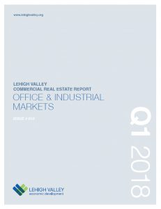 The cover of the Q1 2018 Lehigh Valley Commercial Real Estate Report.