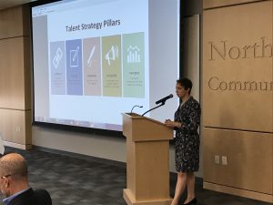 LVEDC Director of Talent Supply Karianne Gelinas addressing the Education and Talent Supply Council.