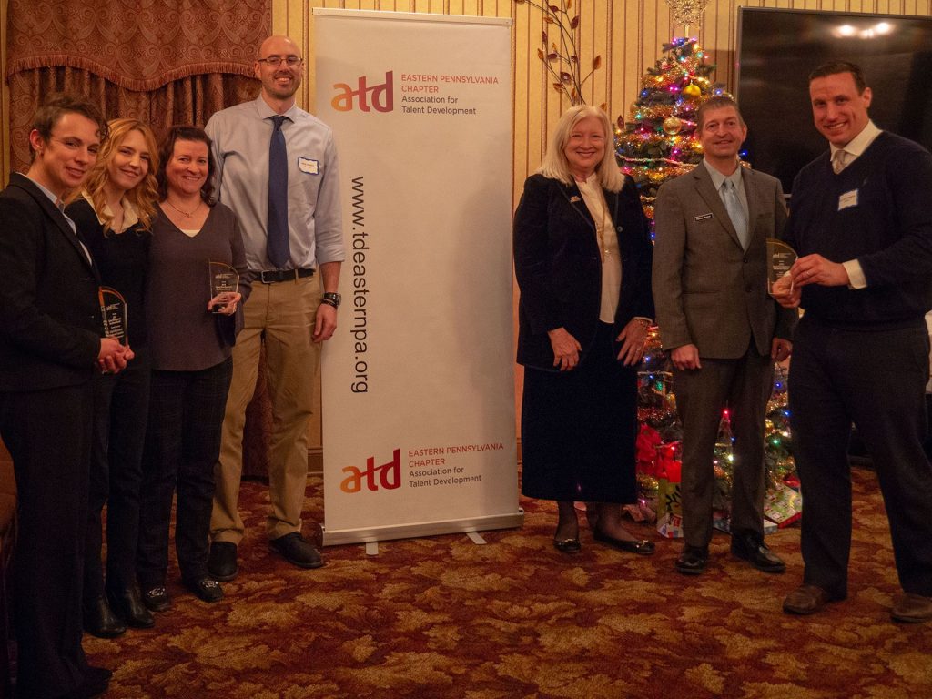 LVEDC Director of Talent Supply Karianne Gelinas (left) accepted an Excellence Award from the Association for Talent Development (ATD) on behalf of LVEDC.